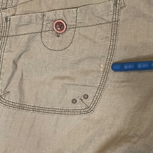 Vintage Abercrombie & Fitch Womens M Khaki Linen Blend Cargo Pants Low Rise Flaw - Picture 5 of 16